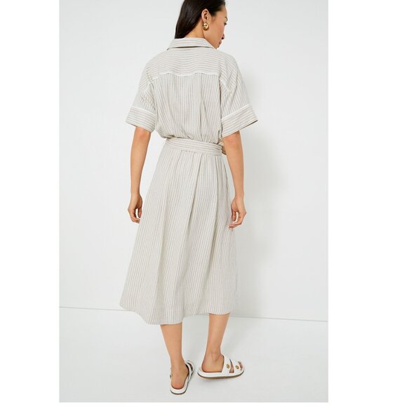 Tuckernuck | NEW Natural Stripe Kate Short Sleeve Midi Dress Size M - Picture 3 of 12